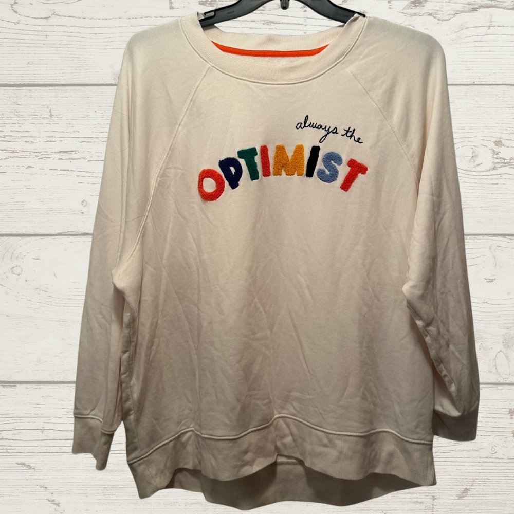 Lou & Grey Cream Embellished Sweatshirt EUC (Size XL)